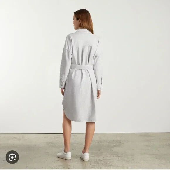 NWT Everlane Gray & White Oxford Shirt Dress Belted Organic Cotton Size XS - Picture 2 of 16